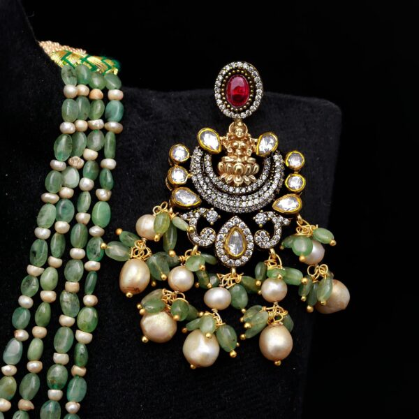 emerald silver necklace