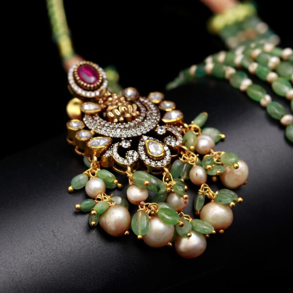 emerald silver necklace