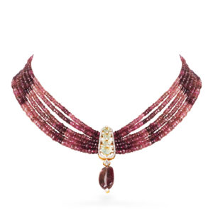“Blushing Elegance“ Tourmaline, Emerald Necklace