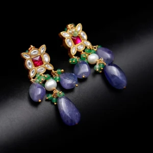 Kundan Tanzanite Drop Earrings - Image 3