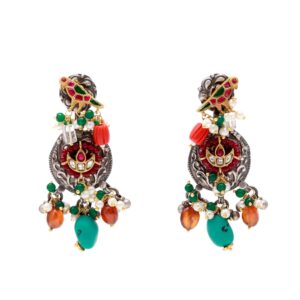 Satrangi Silver Bird Earrings