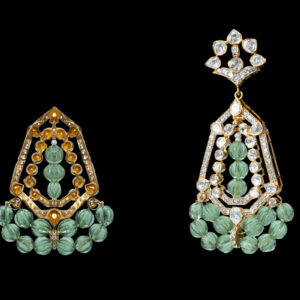 Lush Green Polki Earrings - Image 3